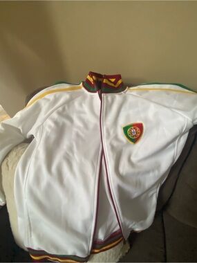 Portugal Crest Kids White Track Jacket with Green & Yellow Trim